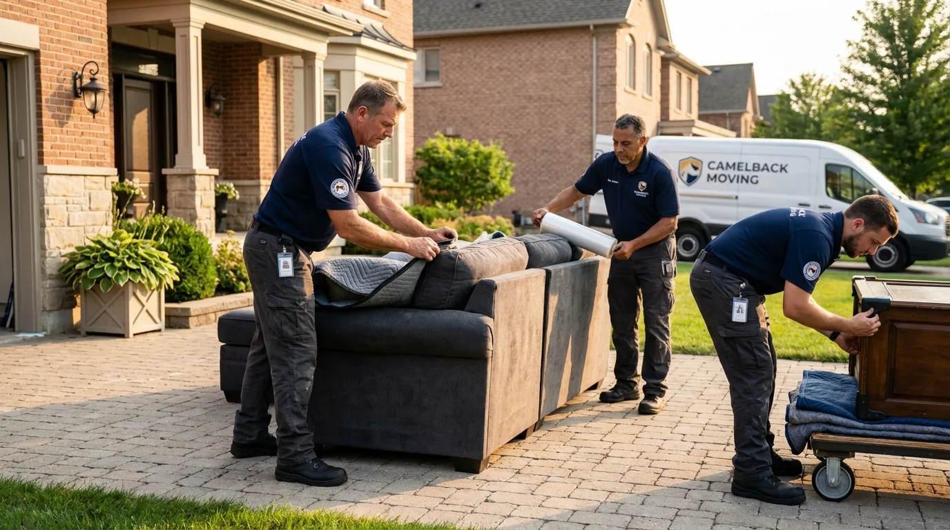 Large estate moving crew wrapping furniture in East Elmhurst, NY