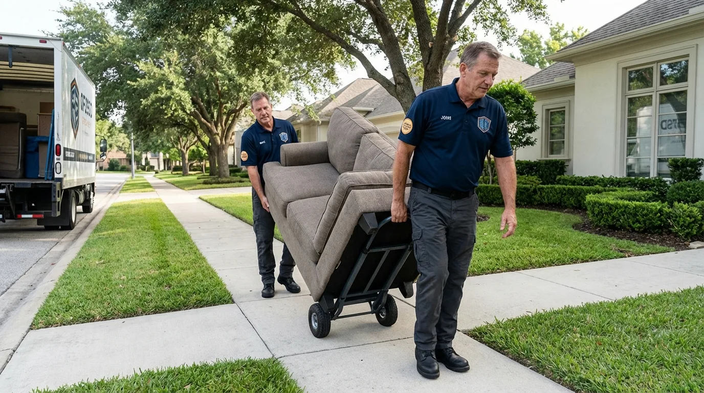 Local residential moving crew loading furniture in East Elmhurst, NY