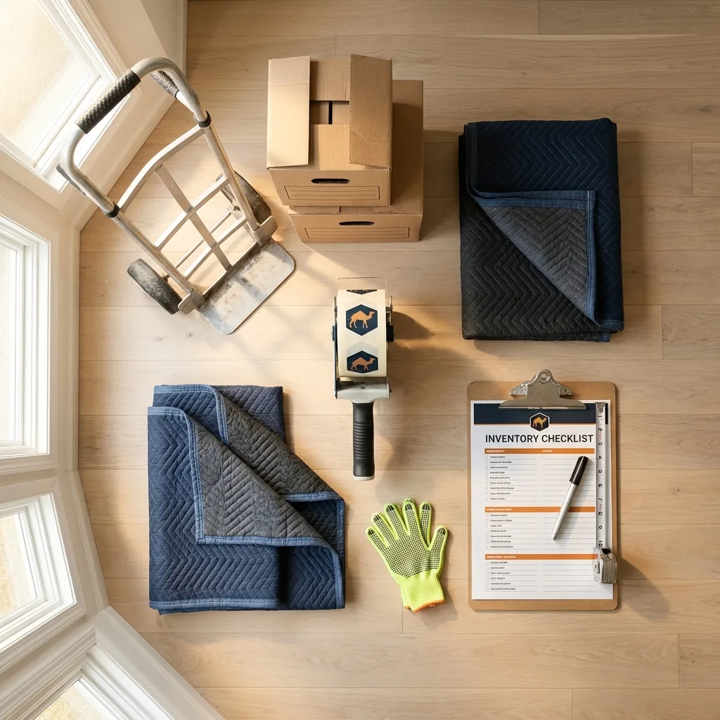 Professional moving supplies and packing materials layout for East Elmhurst residential relocations